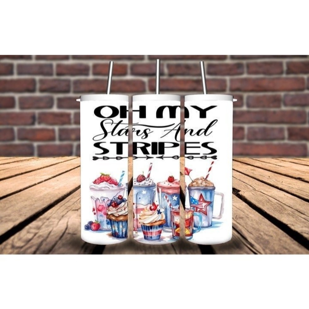 4th of July Custom Tumbler, Oh My Stars & Stripes 20 oz Handmade Tumbler